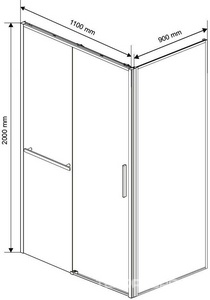 Душевой уголок 1100х900хh2000мм, прямоуг., правый/левый, (стекло прозрачное 6мм Easy Clean, фурн.цв.хром),  ZZ Vincea Slim Soft VSR-1SS9011CL