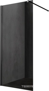 Душевая перегородка 800хh2000мм, правая/левая, (стекло тонированное 8мм, поперечн. укорачиваемый кронштейн 1200мм, фурнит. цв.черный мат.),  ZZ Vincea Walk-In VSW-1H800CGB