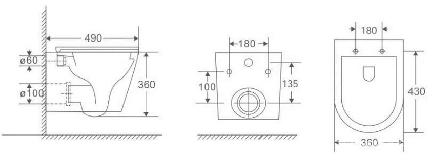 Комплект: Унитаз подвесной+сиденье с микролифтом цв.белый+инсталляция+клавиша O3 хром глянец ZZ Berges Универсал 043377