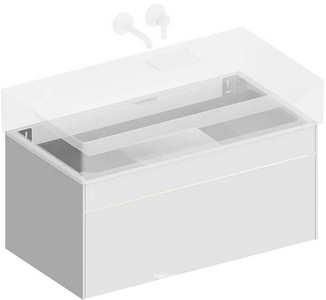 Тумба подвесная 90 см, 2 выдвижных ящика push to open,  без раковины, цвет белый матовый/белый глянец Kerama Marazzi  LOG.90.2\WHT