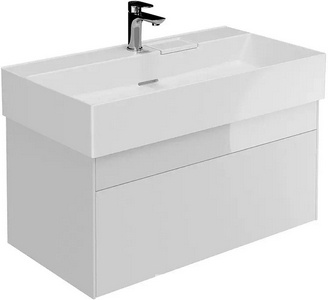 Тумба подвесная 90 см, 2 выдвижных ящика push to open,  без раковины, цвет белый матовый/белый глянец Kerama Marazzi  LOG.90.2\WHT