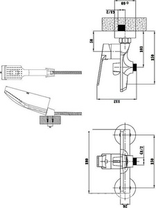 Смеситель для ванны/душа, без душевых аксессуаров, цв. черный матовый ESKO Singapore SB54