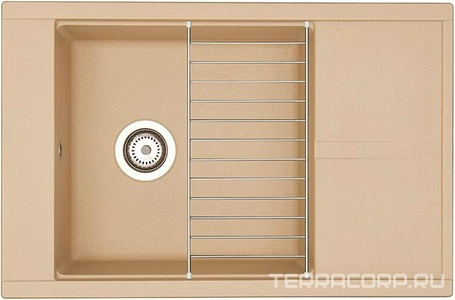 Мойка кухонная   78 латте, 78,7x51,6x21,8 см, чаша 45х45 см, сифон в кмпл, цв бежевый, ZZ Aquaton Делия 1A715132DE260
