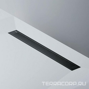 Душевой желоб 70 см, комбинированный затвор, черная матовая перфорированная решетка AMPM Универсал W02SC-P11-070-01BM