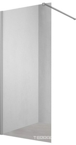 Душевая перегородка 700хh2000мм, правая/левая, (стекло прозрач.8мм, поперечн. укорачиваемый кронштейн 1200мм, фурнит. цв.вороненая сталь),  ZZ Vincea Walk-In VSW-1H700CLGM