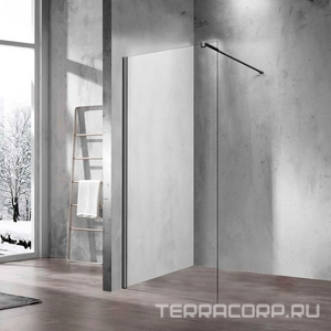 Душевая перегородка 700хh2000мм, правая/левая, (стекло прозрач.8мм, поперечн. укорачиваемый кронштейн 1200мм, фурнит. цв.вороненая сталь),  ZZ Vincea Walk-In VSW-1H700CLGM