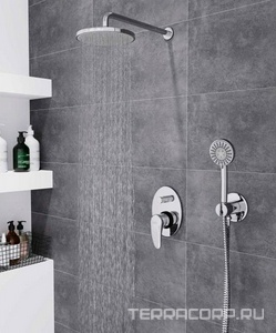 Душевой комплект встраиваемый с внутренней частью, в комплекте : смеситель, верхний/ручной душ, цв. хром ESKO ESKO Set_6in1