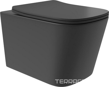 Унитаз подвесной 520х370мм, безободковый, смыв Tornado, сиденье с микролифтом, крепёж в компл., (цв.черный матовый),  ZZ Aqueduto Macio Tornado MACT2140