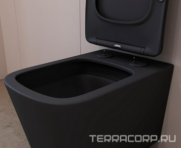 Унитаз подвесной 520х370мм, безободковый, смыв Tornado, сиденье с микролифтом, крепёж в компл., (цв.черный матовый),  ZZ Aqueduto Macio Tornado MACT2140