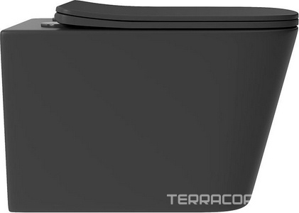 Унитаз подвесной 520х370мм, безободковый, смыв Tornado, сиденье с микролифтом, крепёж в компл., (цв.черный матовый),  ZZ Aqueduto Macio Tornado MACT2140