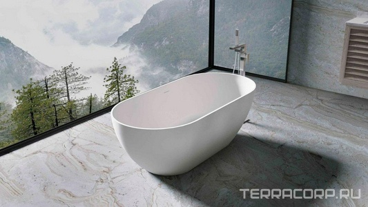 Ванна 1700х800хh560мм, отдельностоящая, интегрир.слив перелив, д/к в цвет ванны в компл.,(иск.камень Solid Surface цв.белый мат), Vincea ZZ Vincea Ванны VBT-4S04MW