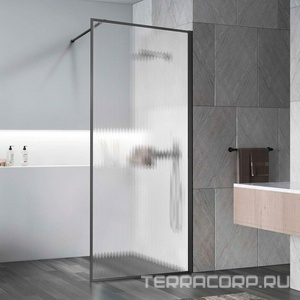 Душевая перегородка 800хh2000мм, правая/левая, (стекло рифленое 8мм Easy Clean, укорачиваемый кронштейн 1200мм, фурнит.цв.вороненая сталь),  ZZ Vincea Walk-In VSW-1HP800FLGM