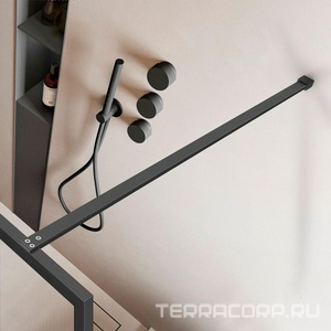 Душевая перегородка 800хh2000мм, правая/левая, (стекло рифленое 8мм Easy Clean, укорачиваемый кронштейн 1200мм, фурнит.цв.вороненая сталь),  ZZ Vincea Walk-In VSW-1HP800FLGM