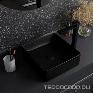 Раковина - чаша IDDIS Slide SLIBM01i27, 36x36x11 см, БЕЗ отверстия под смеситель, цв.черный, ZZ Iddis slide SLIBM01i27