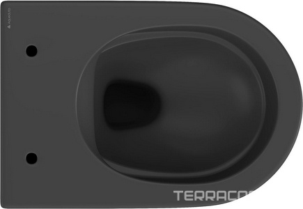 Унитаз подвесной 525х360мм, безободковый, сиденье с микролифтом, крепёж в компл., (цв.черный матовый),  Aqueduto Cone CON0140