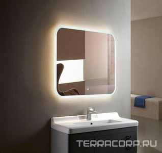 Зеркало  800х680, LED-подсветка с диммером, сенсорный выключатель, подогрев, часы, ZZ Azario Стив ФР-00001353