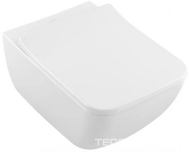 Унитаз подвесной, 375х560мм, с открытой кромкой смыва,сиденье с микролифтом, скрытый крепёж к стене в компл., (цв.R1 white ceramicplus),  ZZ Villeroy & Boch Venticello 4611RSR1