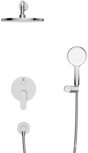 Смеситель для душа, встр.в стену со стац.стенов.,верхнем душем d22см., душ.лейка, шланг в компл., (цв.хром),  ZZ Cezares Stylus STYLUS-DSET-01