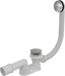 Сифон для ванны ( НЕ ПОДХОДИТ К СТАЛЬНЫМ ВАННАМ ), Click Clack, с верхней прочисткой, длина 80 см, металл, цв.хром, ZZ AlcaPlast Универсал A507CKM-80