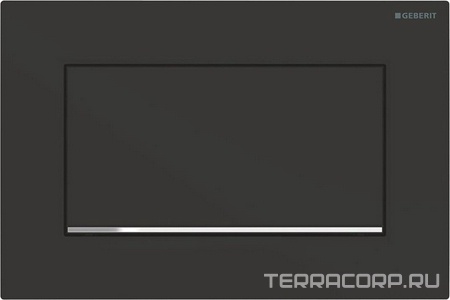 Клавиша одинарного смыва, смыв/стоп, крепл.на винтах, (панель и клавиша цв.чёрный матовый лак, полоски глянц.хром, цинк.литьё), Sigma30 ZZ Geberit Sigma 30 115.893.14.1