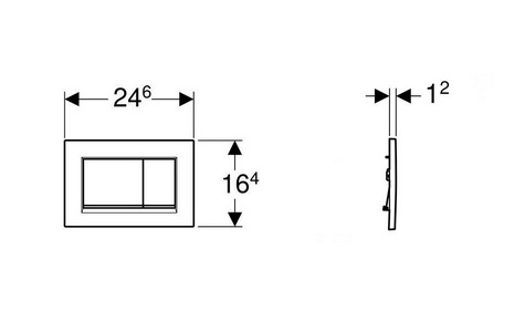 Клавиша одинарного смыва, смыв/стоп, крепл.на винтах, (панель и клавиша цв.чёрный матовый лак, полоски глянц.хром, цинк.литьё), Sigma30 ZZ Geberit Sigma 30 115.893.14.1