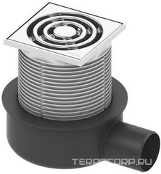 Трап h=66+min.18мм, выход гориз.50мм, 0,81-1,17л/с, декор. решетка нерж.сталь 100х100мм, в компл., (без погружн.стакана арт.3695002), Tece ZZ