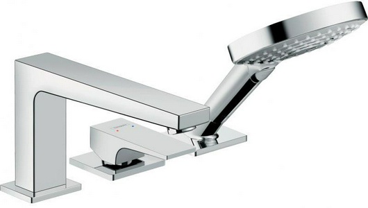 Смеситель для ванны, встраиваемый в борт на 3 отв., лейка в компл., (внешняя часть БЕЗ скрытой арт.13439180), (цв.хром), Metropol ZZ Hansgrohe Metropole 32551000