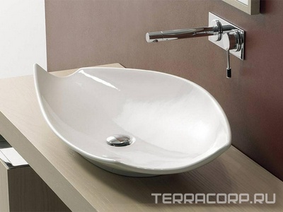 Раковина накладная на столешницу, 72х37хh13см, без отв.д/смесителя, без перелива,  ZZ Scarabeo Kong 8052