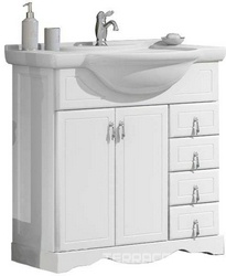 Тумба напольная Клио 80, 870x890x510мм, цвет белый матовый, фурнитура хром, БЕЗ раковины Дрея 85 ZZ