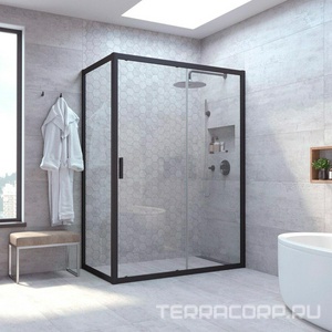 Душевое ограждение , 120*90*1900 мм, профиль черный матовый, стекло прозрачное, БЕЗ поддона ZZ Vegas Glass ZP+ZPV ZP+ZPV 120*90 02М 01