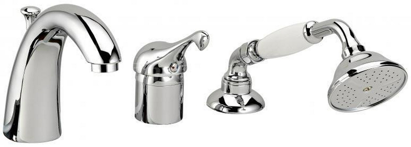 Смеситель для ванны, встраиваемый  в борт на 3 отв., лейка, шланг д/д в компл., (цв. хром),  ZZ 3M Piccadilly 2165 CC