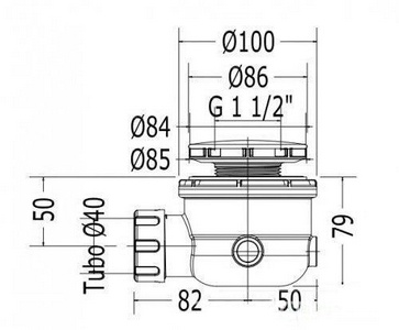 Сифон для душ.поддона (латунь), D&D ZZ Devon & Devon Универсал SFAD200OT