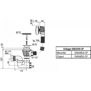 Слив-перелив для ванны, хром ZZ Jacob Delafon Универсал E6D159-CP