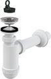 Сифон для умывальника c нерж. сеткой и пробкой, выход d-40, жесткая подводка AlcaPlast Универсал A41/AG2105121