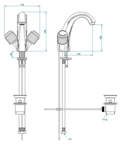 Смеситель для раковины, с д.к., (цв. золото (Dore))  ZZ THG Jaipur Aragonite A9A-F01-2155