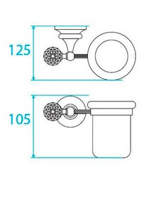 Стакан настенный керамич. (цв.хром, Swarovski),  ZZ Cezares Olimp OLIMP-TUM-01-Sw