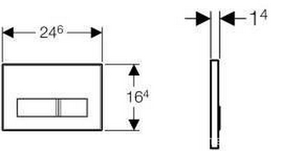 Клавиша двойного смыва, (корпус и клавиши цинковое литьё, вставка пластик цв.чёрный RAL 9005), "" XXZZ Geberit Sigma 50 115.788.DW.1 / 115.788.DW.5