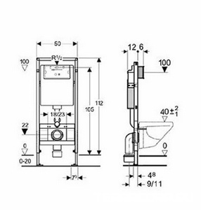 Инсталляция для подвесн.унитаза, клавиша двойной смыв  21 хром, крепеж и звукоиз.в компл. XX Geberit Delta 458.121.21.1