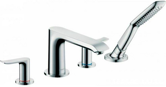 Смеситель для ванны, встраиваемый на 4 отв. внешняя часть (БЕЗ внутр. части арт.13444180) цв.хром  ZZ Hansgrohe Metris 31442000