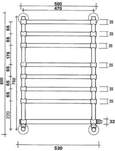 Полотенцесушитель Art.564/8/500CR 719х500мм (Эл.+Box), Margaroli  ZZ Margaroli Sole 564/8/500 CR (Эл.+Box)