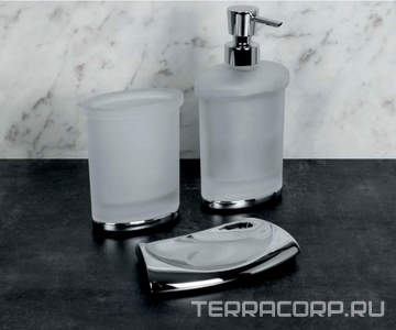 Стакан настольный, (стекло мат., металл. основа цв.хром),  Colombo Land B2841.000