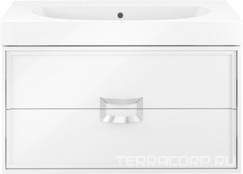 Тумба подвесная "CANALETTO" 80 см, с 2 выдвижным ящиком, для столешницы или раковины "BUONGIORNO" , цв. белый XX