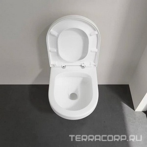 Унитаз подвесной 370х530мм, с откр.кромкой смыва, сиденье с функц.Quick Release и Soft Closing в компл., круглая модель, (цв. 01 белый),  Villeroy & Boch Architectura 5684HR01   (Хог)