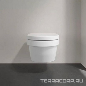 Унитаз подвесной 370х530мм, с откр.кромкой смыва, сиденье с функц.Quick Release и Soft Closing в компл., круглая модель, (цв. 01 белый),  Villeroy & Boch Architectura 5684HR01   (Хог)