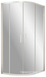 Душевое ограждение ZS-F 120*90*1900 мм, полукруглое, ассиметричное, профиль белый, стекло шиншилла, БЕЗ поддона ZZ