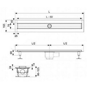 Основа под плитку для дренажного канала 1200мм (нерж. сталь, прямая), Plate ZZ Tece Tecedrainline 601270