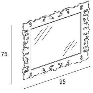 Зеркало 95х75см (верт./гориз. монтаж) в резной раме, (цвет рамы Nero lusido - черный глянцев.) Decor ZZ Eurolegno Narcico EU0905040/NL