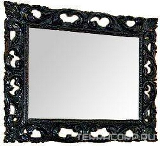 Зеркало 95х75см (верт./гориз. монтаж) в резной раме, (цвет рамы Nero lusido - черный глянцев.) Decor ZZ Eurolegno Narcico EU0905040/NL