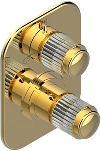Смеситель-термостат для душа, встр. в стену, с перекл. на 2 потреб.(внешняя часть БЕЗ внутр. арт. 5500А), (цв. золото (Dore))  ZZ THG Jaipur Aragonite A9A-F01-5500B