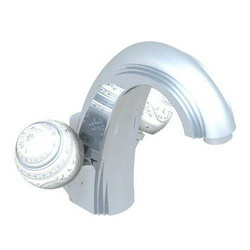 Смеситель для раковины на 1 отв. с д/к (цв. хром), ручки (цв. белый / платина), Marquise blanc decor platine ZZ